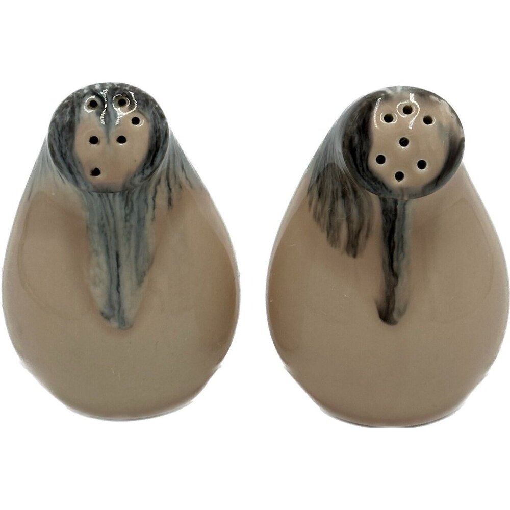 MCM Vernon Ware Salt and Pepper Shakers California Drip Glaze Retro Boho‎ Beige